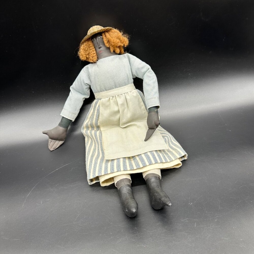 Vintage Doll Folk Art Handmade Cloth Anna Swango 1992 Flat Face Farmhouse OOAK